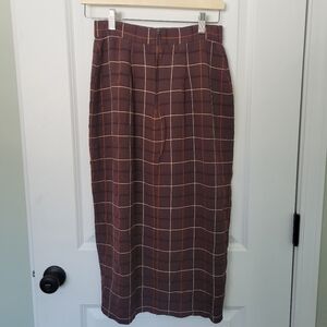 Vintage size 8 women's Plaid brown midi skirt